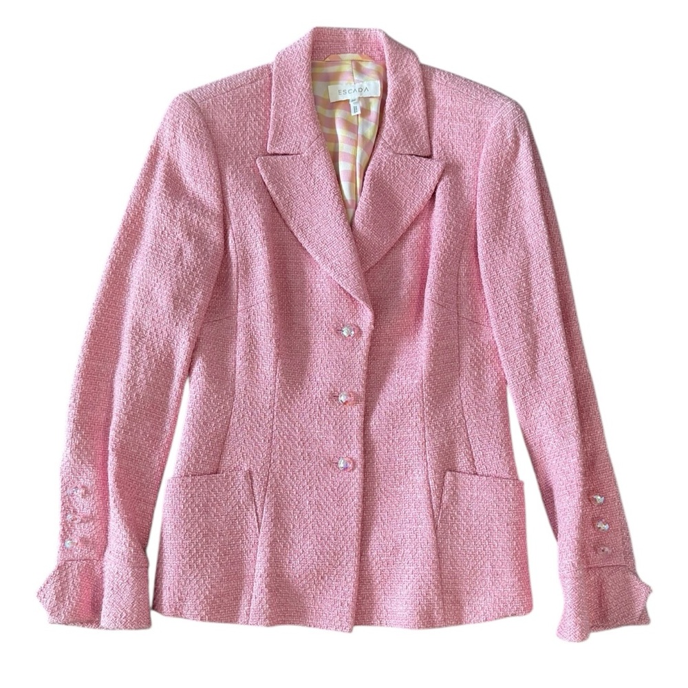 Pink Tweed Vintage Escada Women's Blazer Size 36